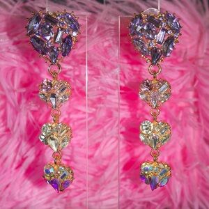 Heart shaped crystal drop stud earrings